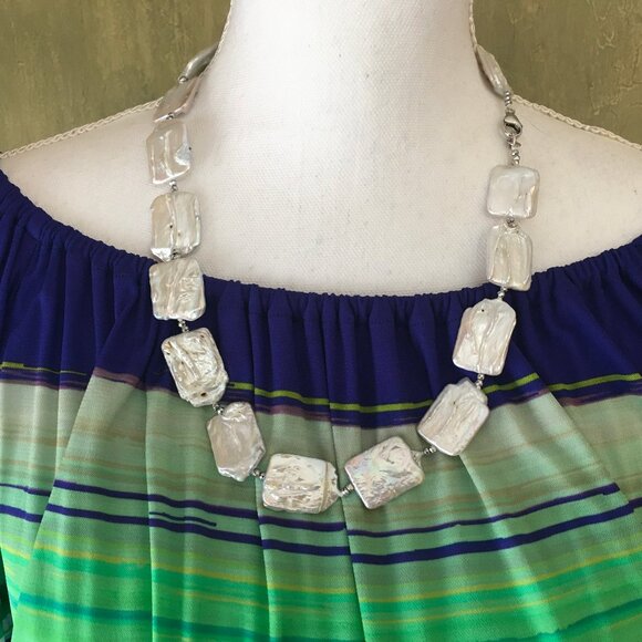 Retangular Freshwater Mabe Pearl Necklace